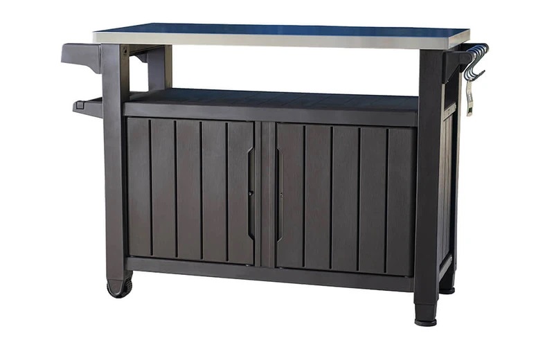 outdoor kitchen table with storage